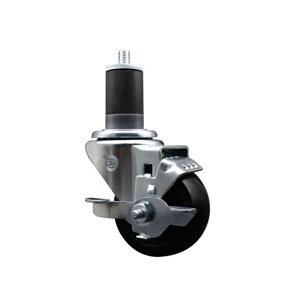 3'' Hard Rubber Swivel 1-5/8'' Expanding Stem Caster with Brake